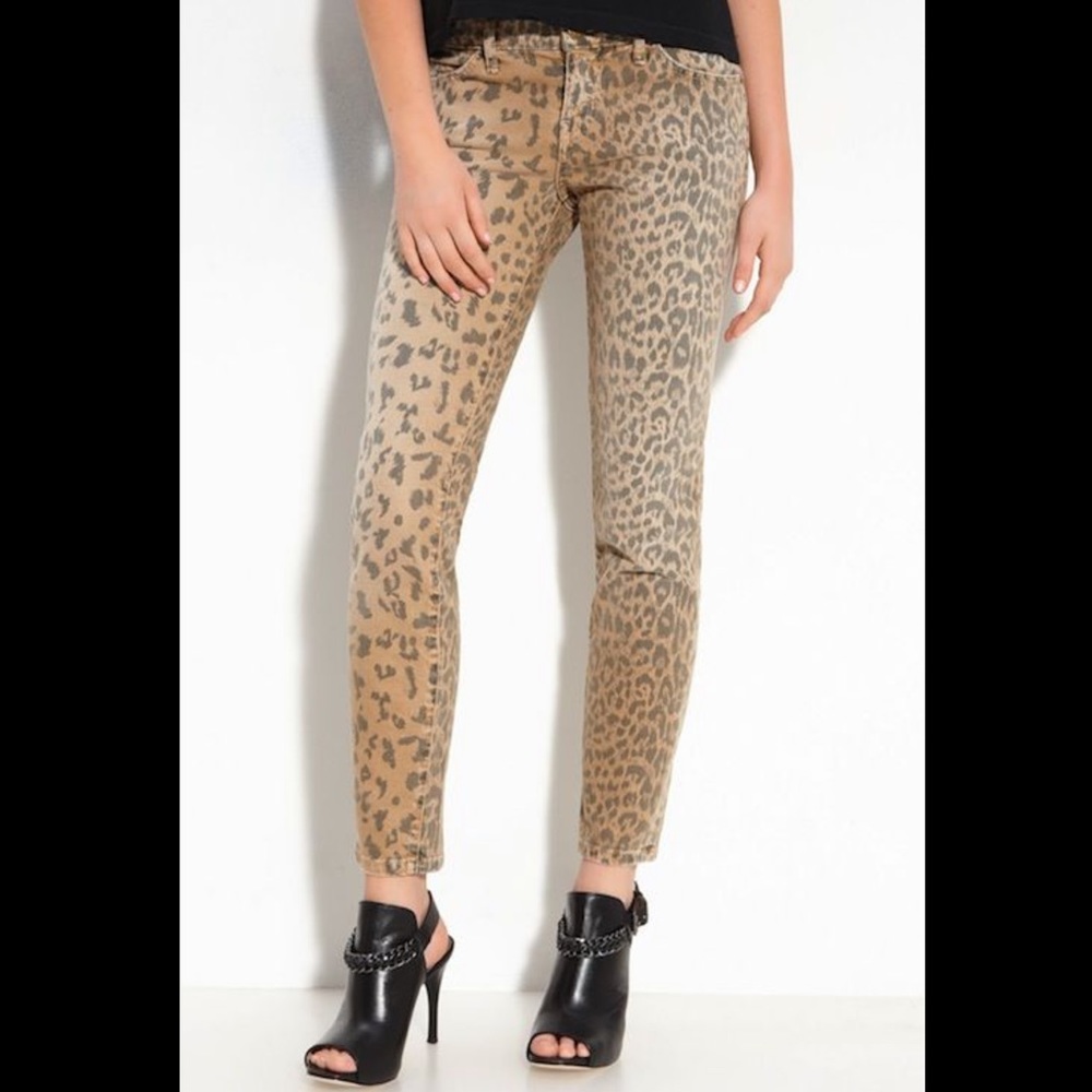 Current/Elliott Animal Print Skinny Jeans - Brown